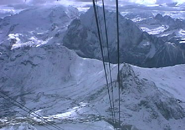 Marmolada and Passo Pordoi from Ropeway in October 1999